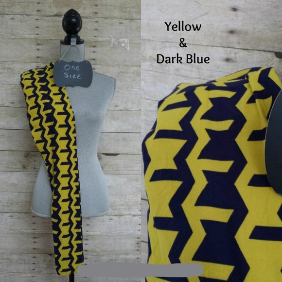 NWT OS One Size LuLaRoe Legging - Dark Purplish Blue & Yellow Design - Picture 1 of 1